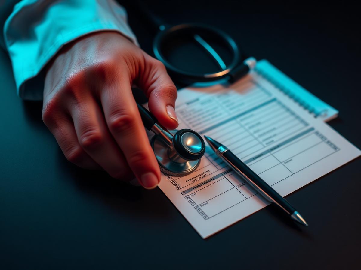 Doctor reviewing a treatment with a stethoscope